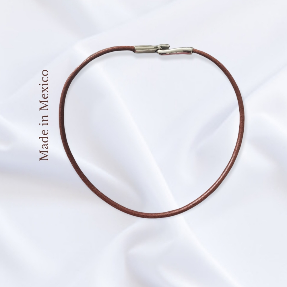 NEW- Mexican-Made Faux Leather Western Chocker necklace w stainless stee…